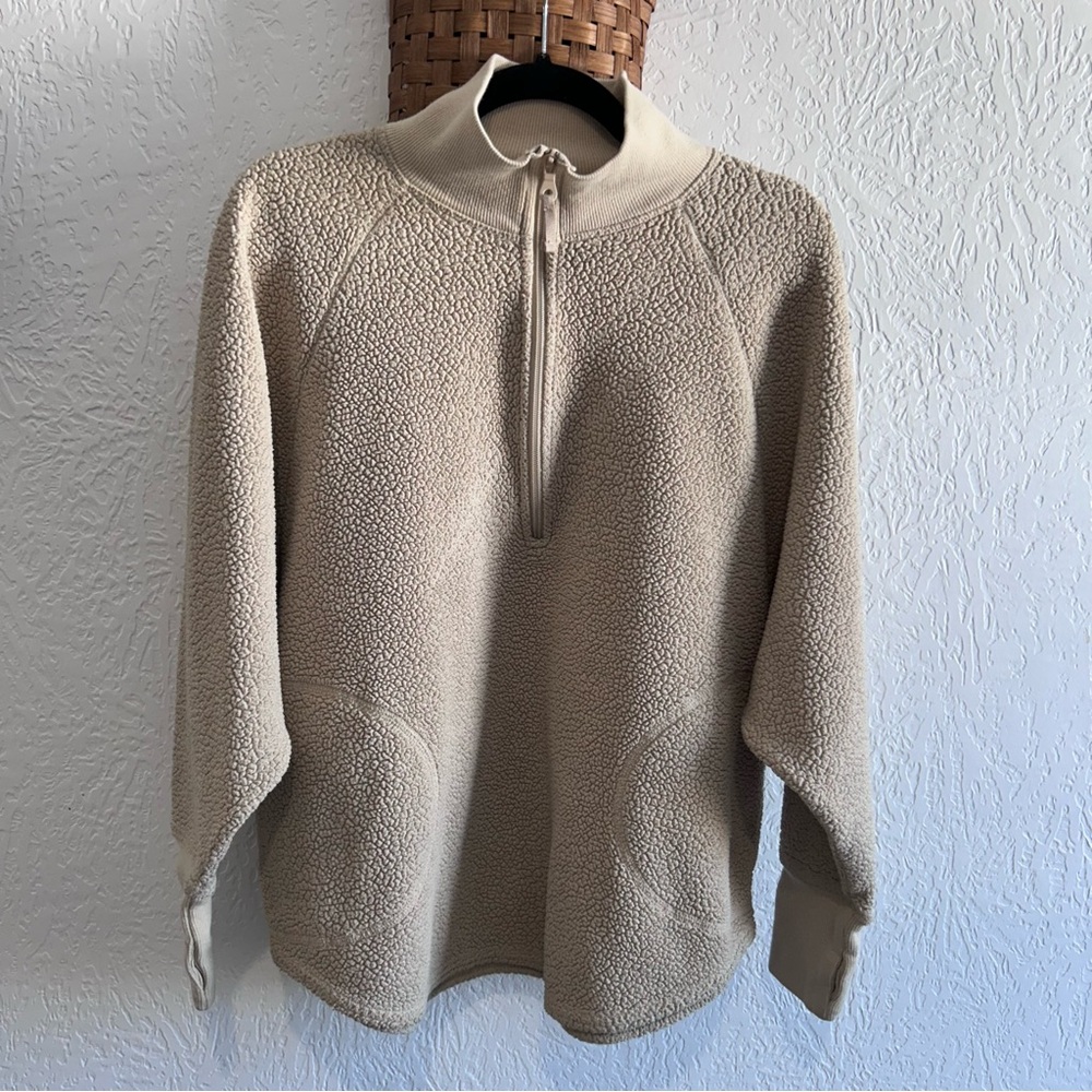 OFFLINE Aerie Women’s Tan Fleece Quarter-Zip Size Small